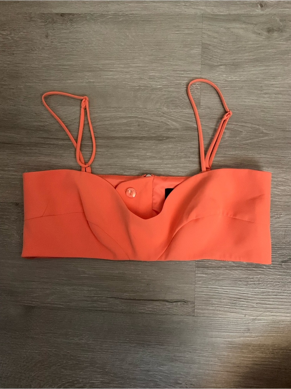 Bardot Coral Orange Bandeau Bralette with Adjustable Spaghetti Straps